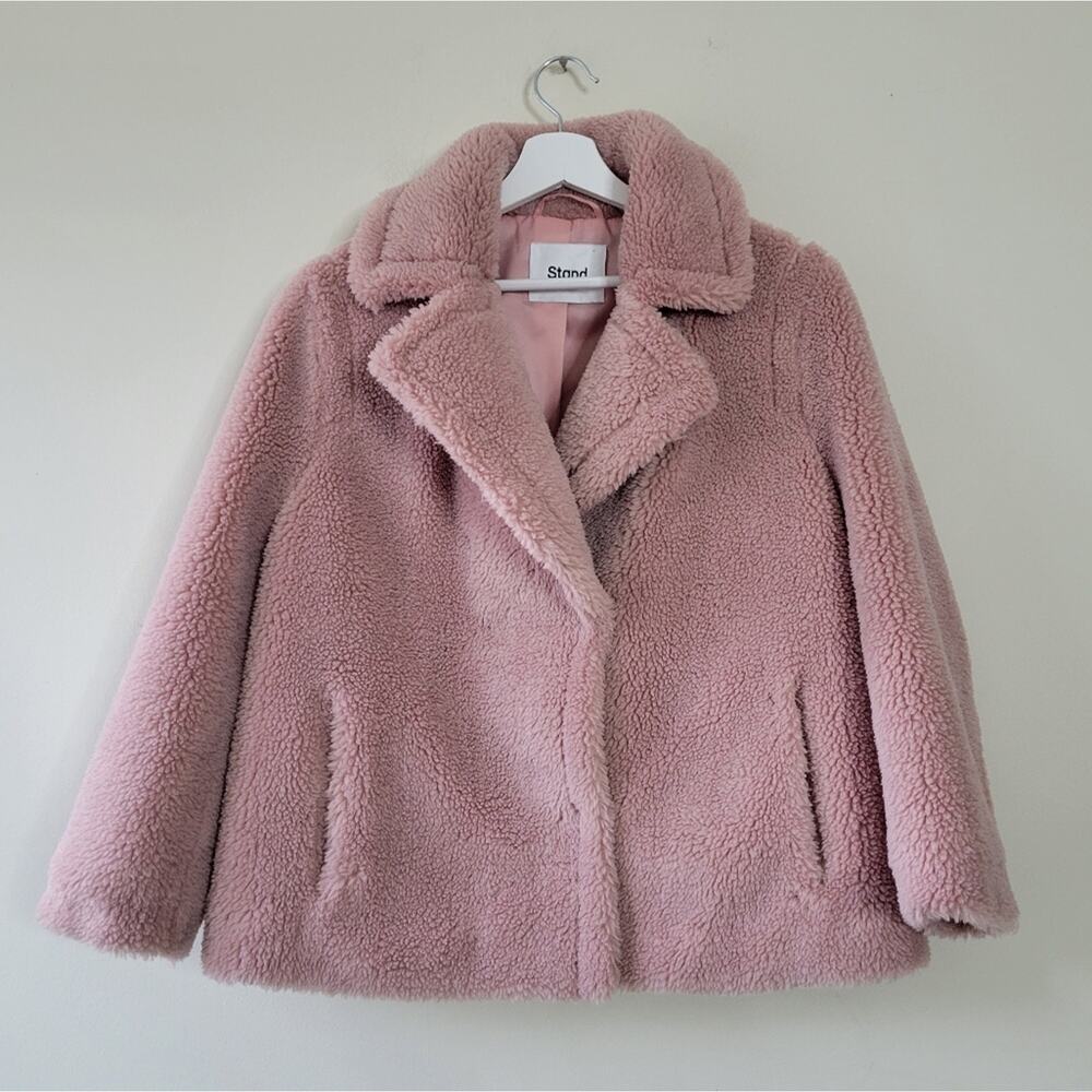 Stand Studio Donna Rosa Teddy Coat Blush Pink XXS 34 00 - Picture 2 of 9